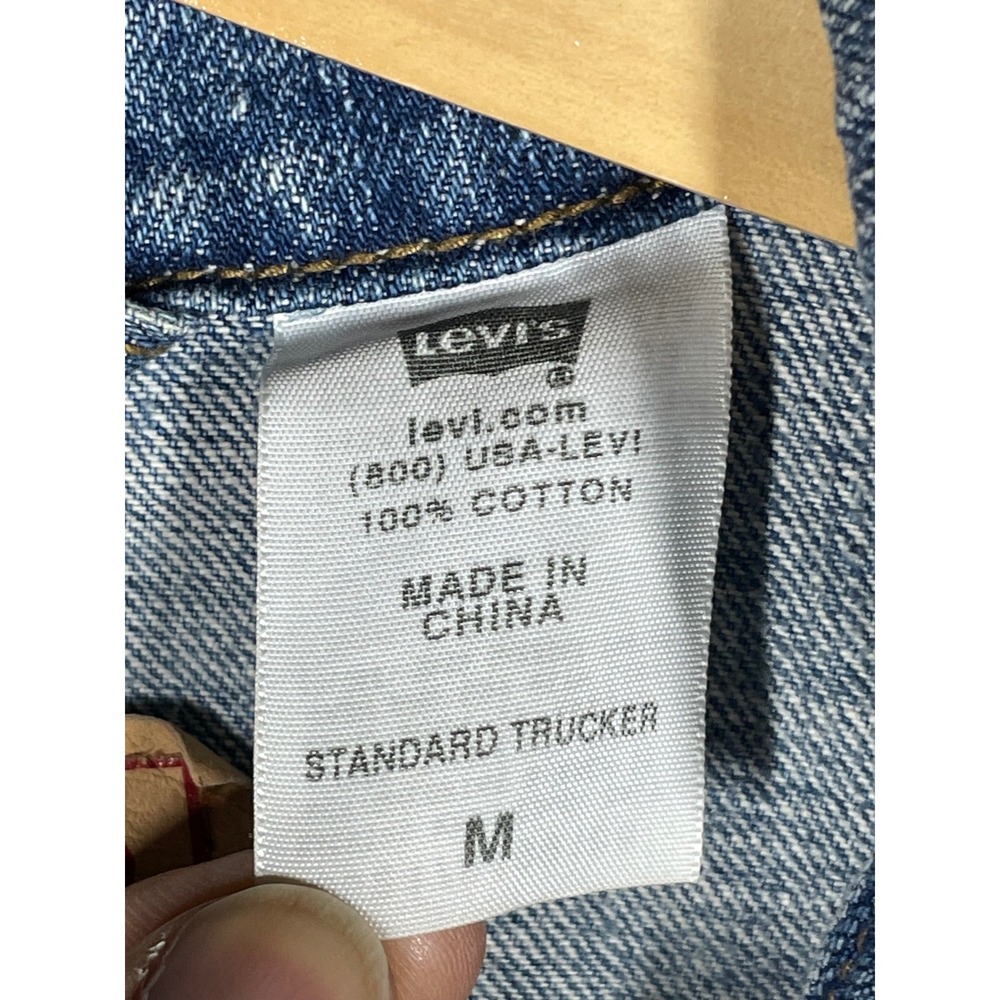 Vintage Levis Mens 70507 Standard Trucker Jacket Light Wash Blue Denim Medium - Picture 3 of 12